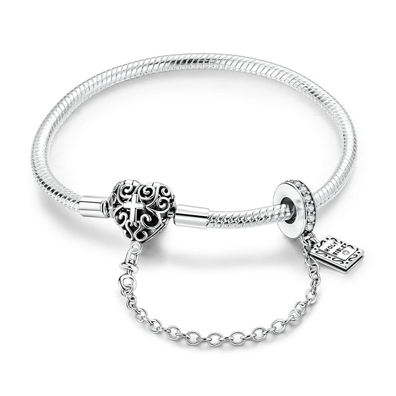 925 Sterling Silver Gold-Plated Heart Charm Bracelet