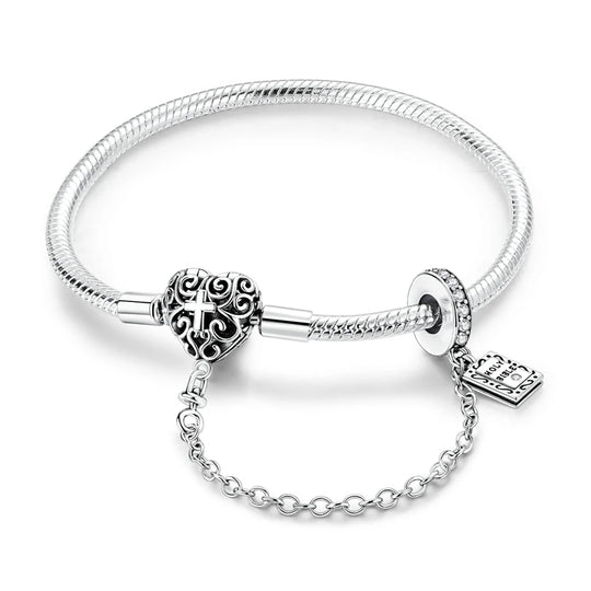 925 Sterling Silver Gold-Plated Heart Charm Bracelet