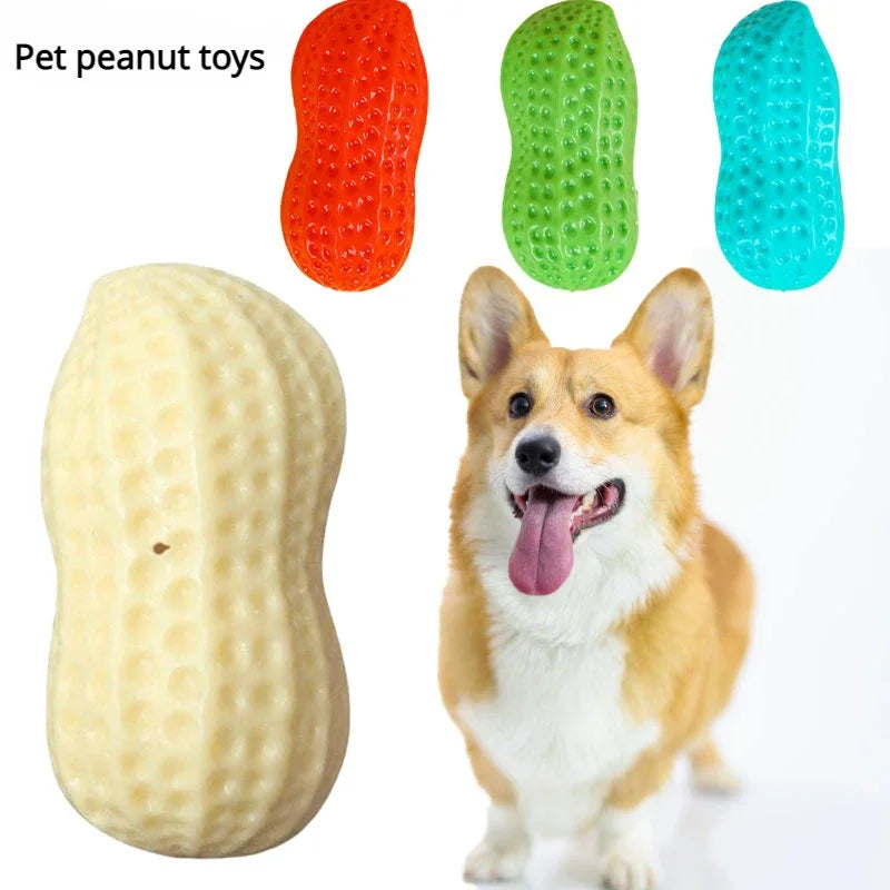 Peanut Shaped TPR Dog Chew Toy with Squeaker