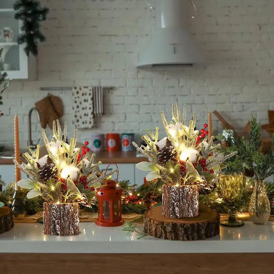Lighted Tabletop Christmas Tree with Berries