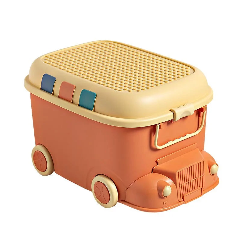 Kids Bus Storage Box with Wheels 12L Plastic Organizer