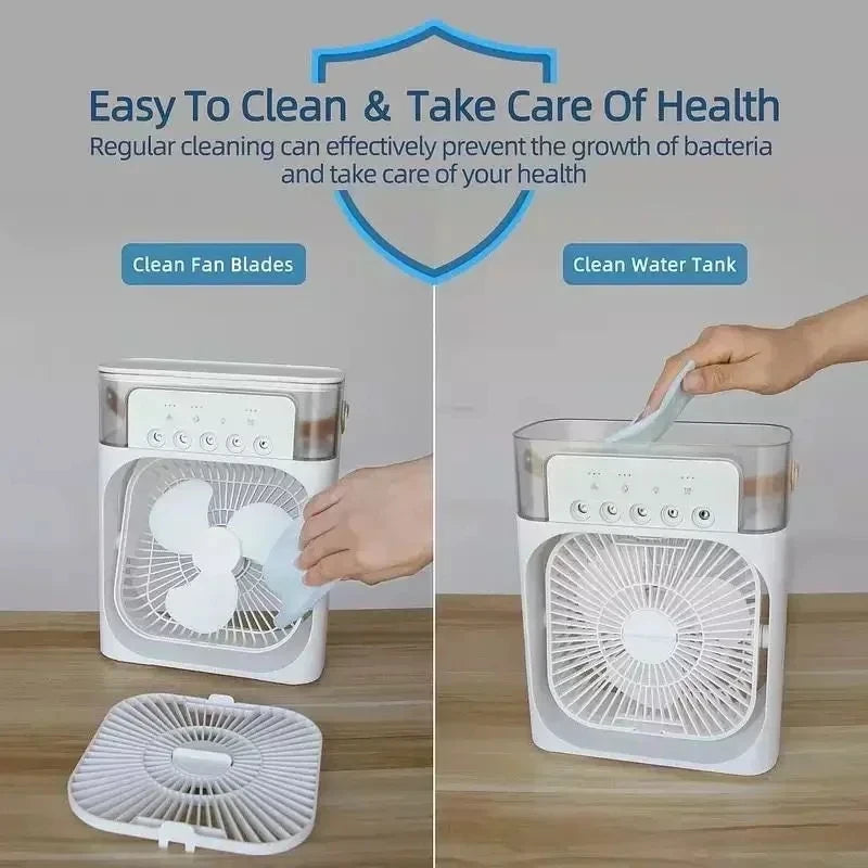 3-in-1 Portable Air Cooler Fan with Humidifier &amp; LED Light