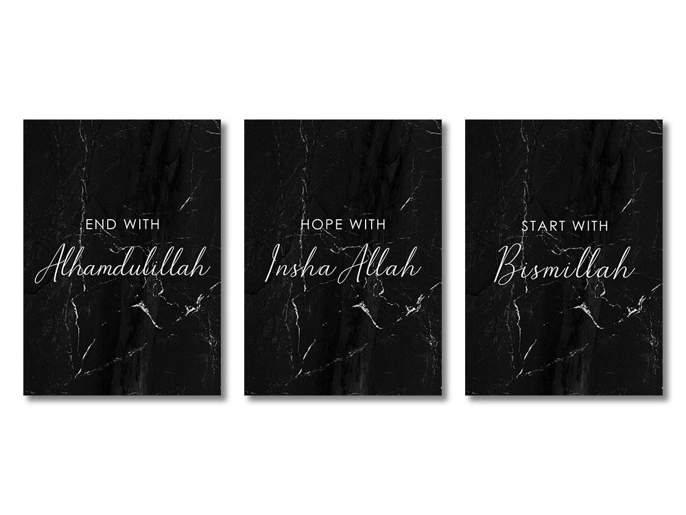 3-Piece Islamic Canvas Wall Art Set Frameless Prints