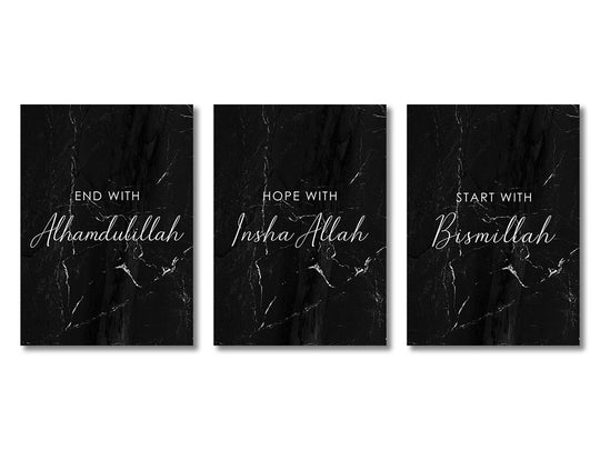 3-Piece Islamic Canvas Wall Art Set Frameless Prints