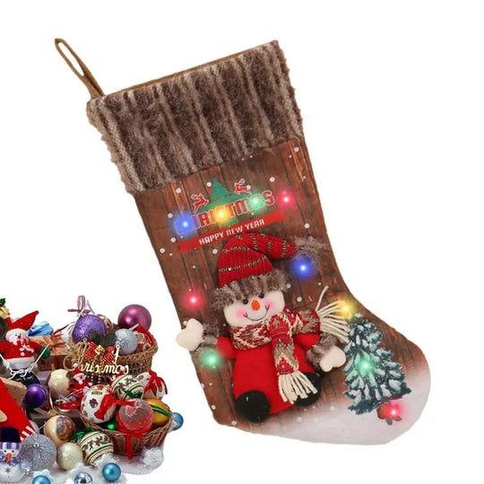 LED Light-Up Christmas Stocking with Snowman
