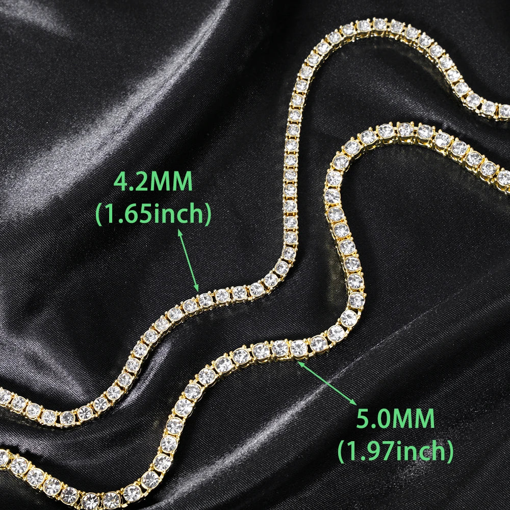 5MM Rhinestone Tennis Chain Necklace – Silver Link Chain