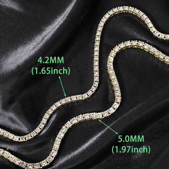 5MM Rhinestone Tennis Chain Necklace – Silver Link Chain