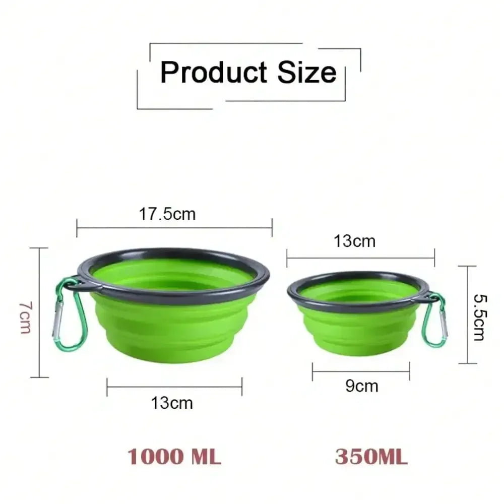 Collapsible Silicone Pet Travel Bowl with Carabiner