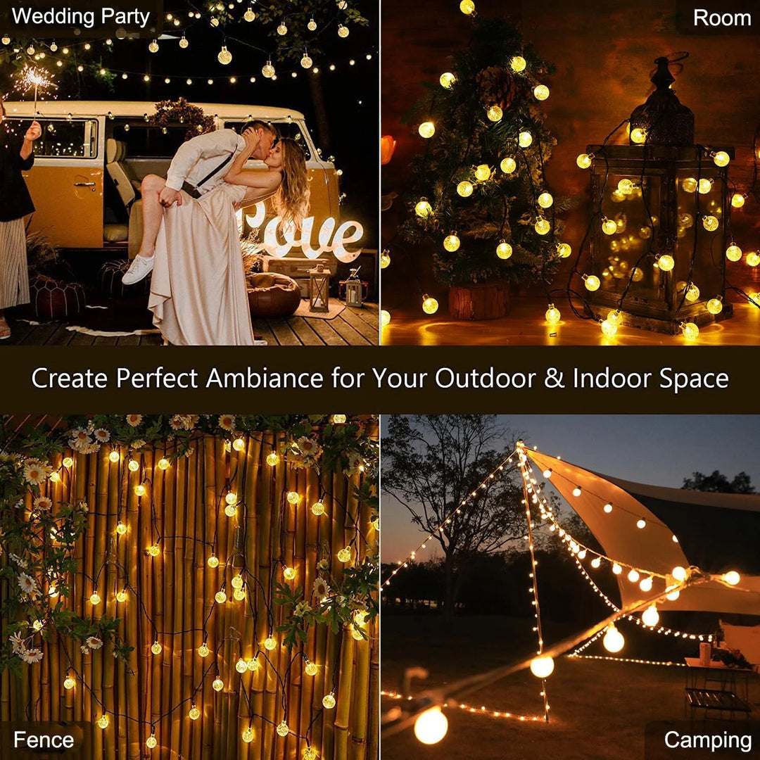 Solar Bubble Globe String Lights 100 LED 39.37FT