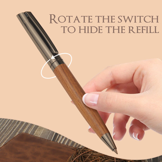 Premium Wooden Ballpoint Pen with Metal Twist Design