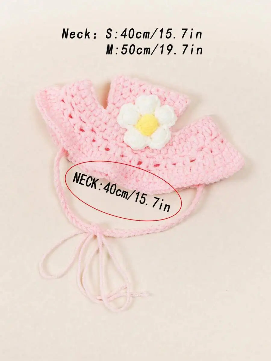 Knitted Floral Pet Hat for Cats &amp; Small Dogs