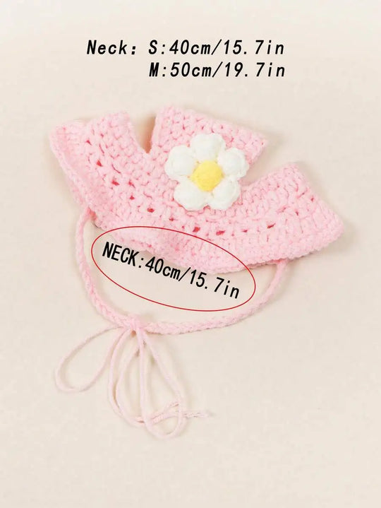 Knitted Floral Pet Hat for Cats &amp; Small Dogs
