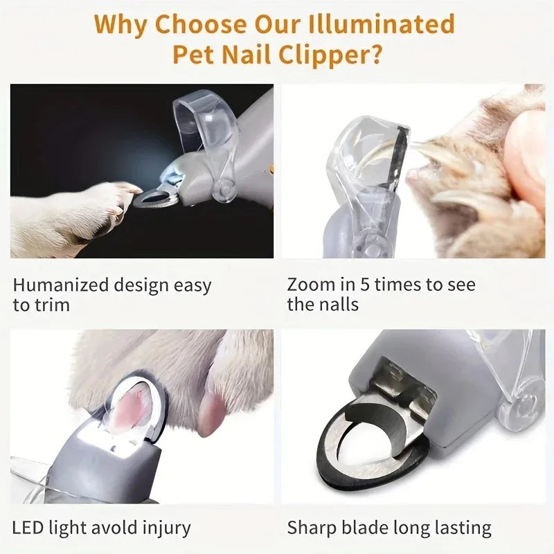 LED Pet Nail Clipper with Safety Light for Dogs &amp; Cats