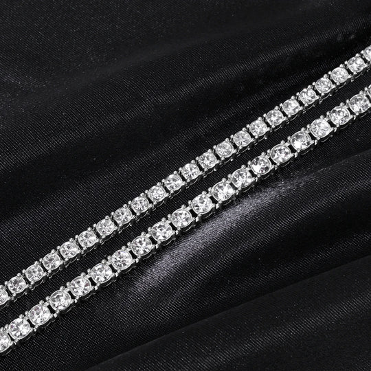 5MM Rhinestone Tennis Chain Necklace – Silver Link Chain