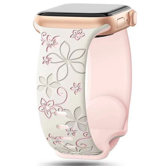 Floral Engraved Silicone Apple Watch Band