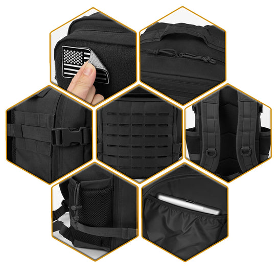 25L Tactical MOLLE Backpack with Dual Bottle Holders