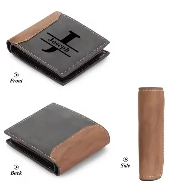 Personalized Engraved PU Leather Bifold Wallet