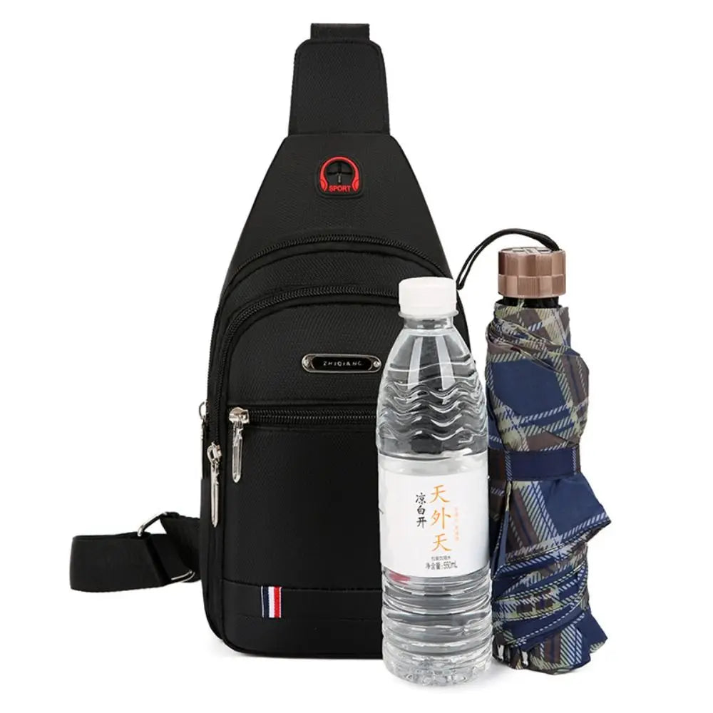 Oxford Crossbody Sling Bag with USB Port &amp; 3 Zip Pockets