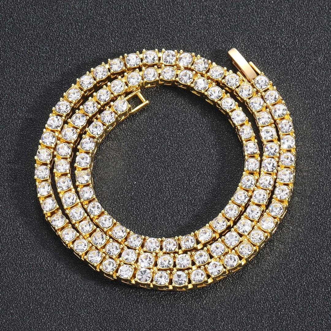 5MM Rhinestone Tennis Chain Necklace – Silver Link Chain