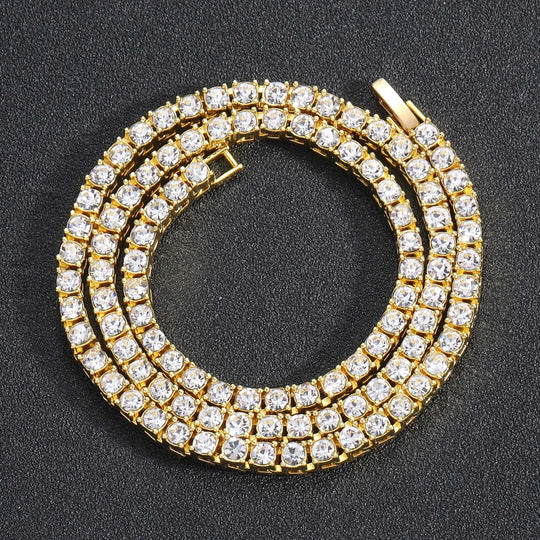 5MM Rhinestone Tennis Chain Necklace – Silver Link Chain