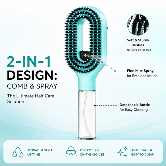 Refillable Spray Hair Detangling Comb for All Hair Types