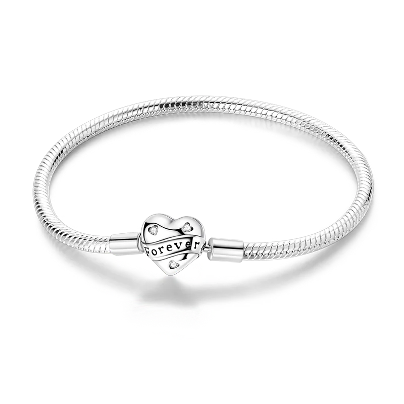925 Sterling Silver Gold-Plated Heart Charm Bracelet