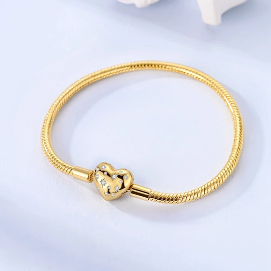 925 Sterling Silver Gold-Plated Heart Charm Bracelet