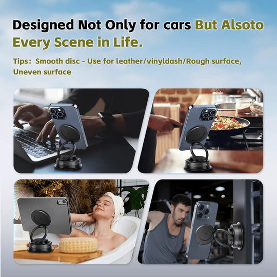 Foldable Magnetic Phone Stand Holder with Vacuum Suction Base