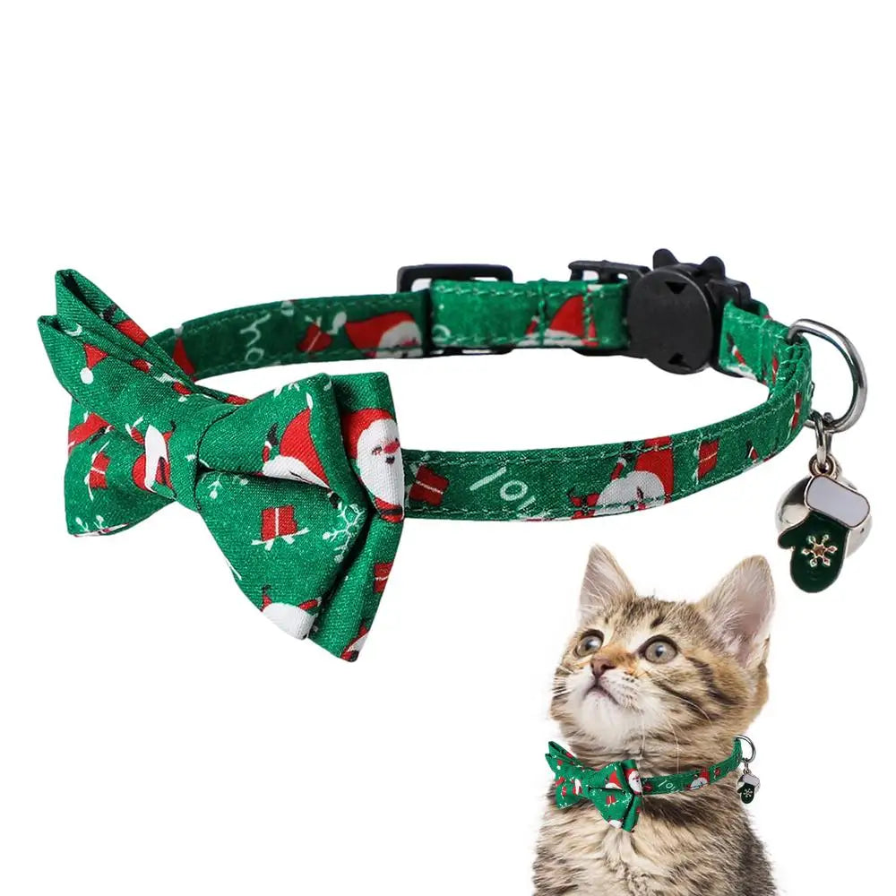 Christmas Adjustable Breakaway Cat Collar with Bow Tie