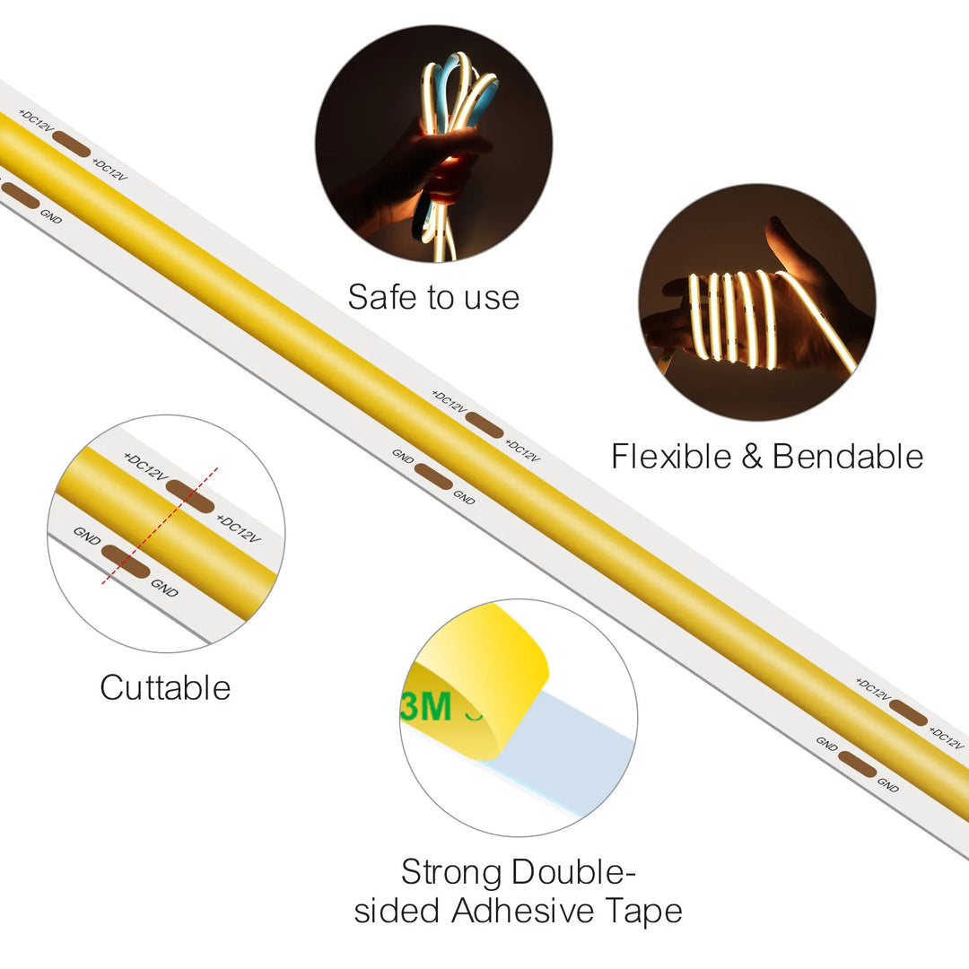 COB LED Strip Light 12V/24V Flexible Tape Light