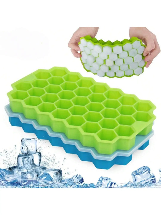 Silicone Honeycomb Ice Cube Tray with Cover 37-Cell Mold