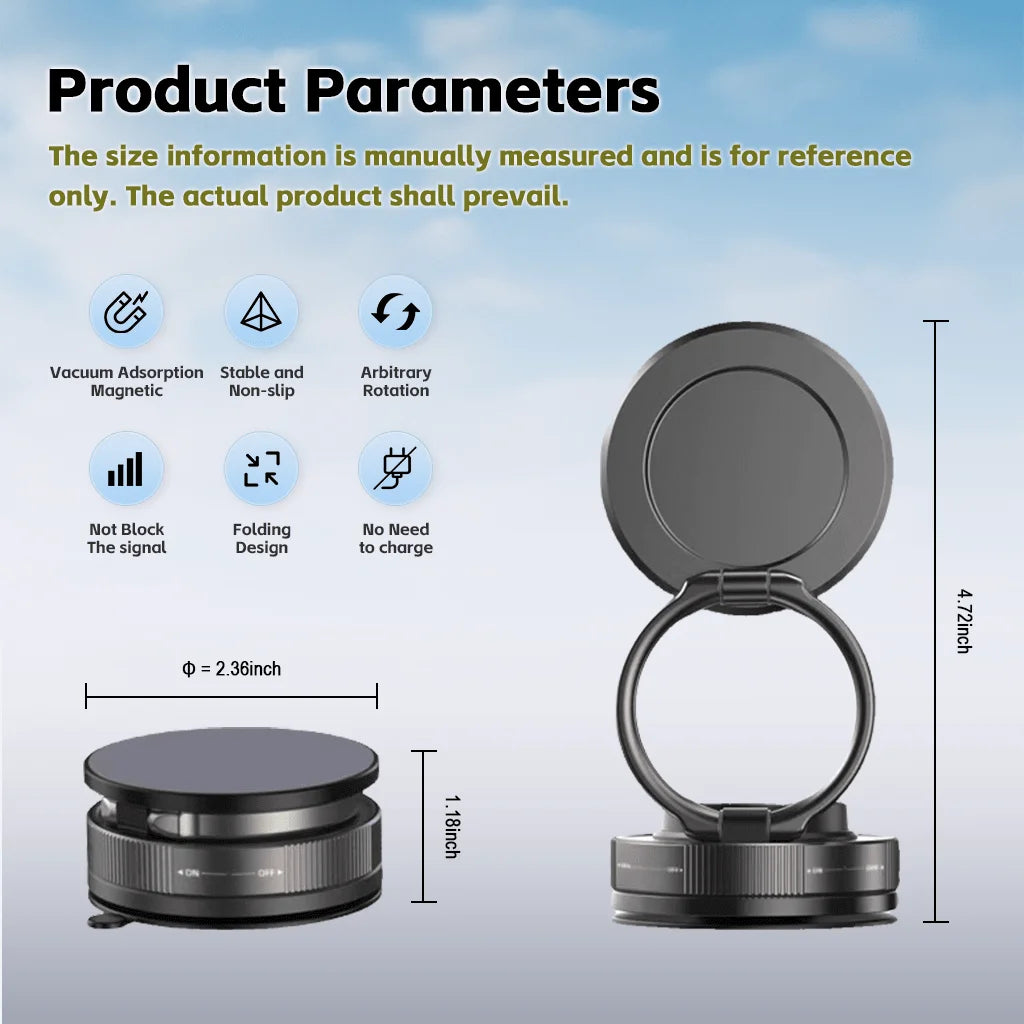 Foldable Magnetic Phone Stand Holder with Vacuum Suction Base