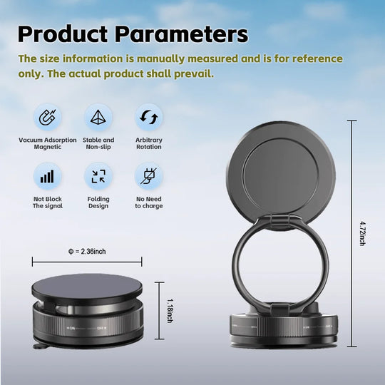 Foldable Magnetic Phone Stand Holder with Vacuum Suction Base