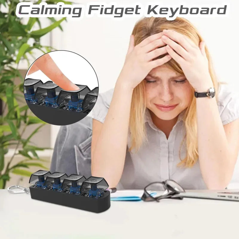 4-Key Mechanical Keyboard Fidget Keychain Stress Relief Toy