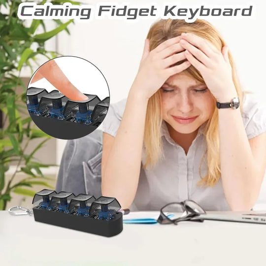4-Key Mechanical Keyboard Fidget Keychain Stress Relief Toy