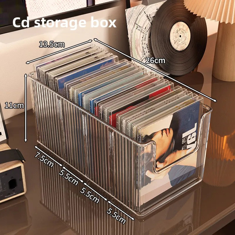 Clear Plastic CD Storage Box Organizer with Handles