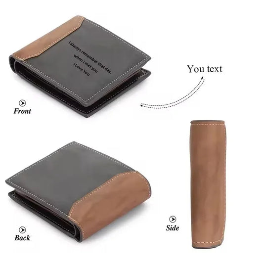 Personalized Engraved PU Leather Bifold Wallet
