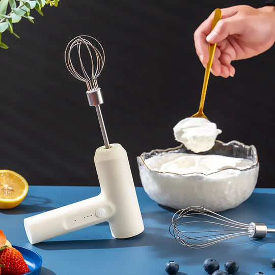 Rechargeable 3-Speed Electric Hand Mixer with 2 Whisks