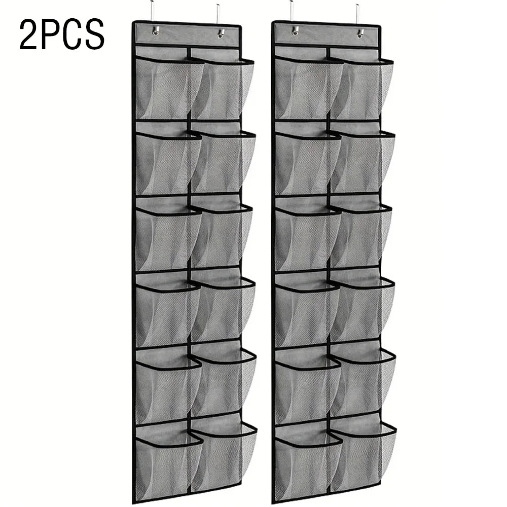 12 Pocket Over the Door Mesh Shoe Organizer with Hooks