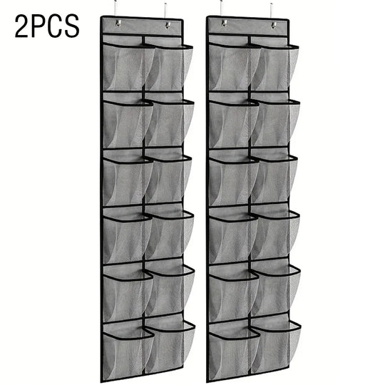12 Pocket Over the Door Mesh Shoe Organizer with Hooks