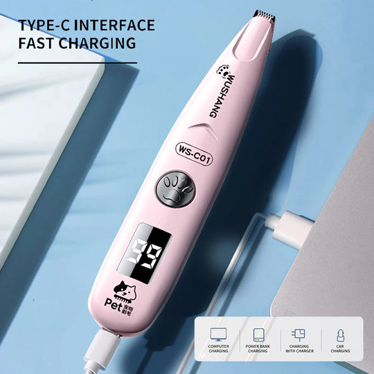 Rechargeable Pet Paw Trimmer with LED Light for Dogs &amp; Cats