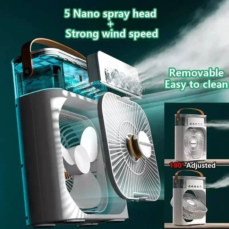 3-in-1 Portable Air Cooler Fan with Humidifier &amp; LED Light