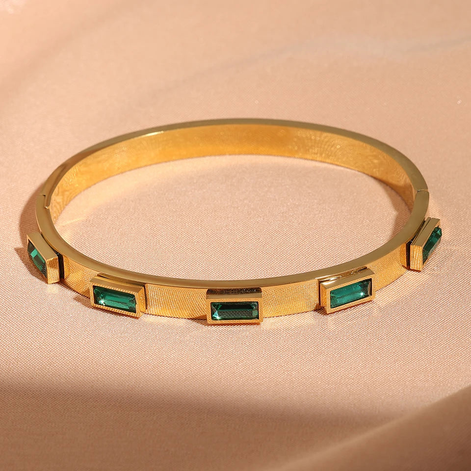 3-Piece Gold Stainless Steel Stackable Bracelet Set for Women