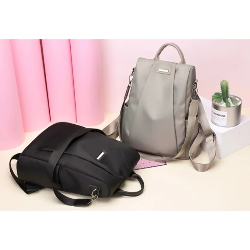 Anti-Theft Nylon Backpack with Convertible Shoulder Strap