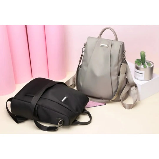Anti-Theft Nylon Backpack with Convertible Shoulder Strap