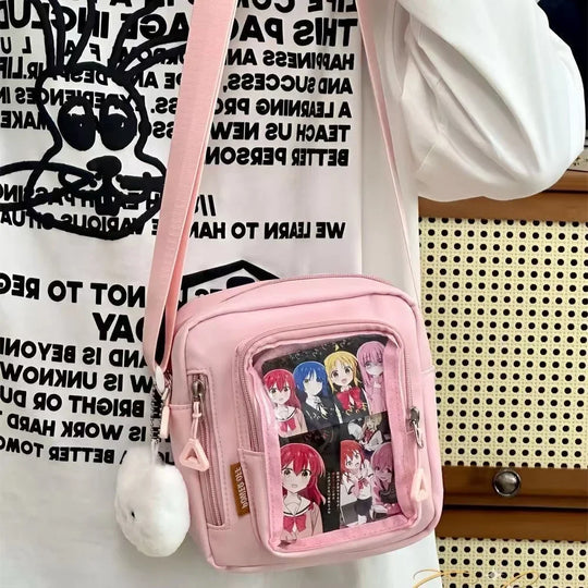Mini Nylon Crossbody Bag with Transparent Display Pocket