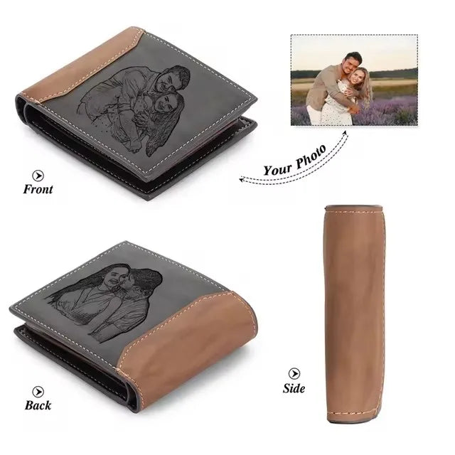Personalized Engraved PU Leather Bifold Wallet