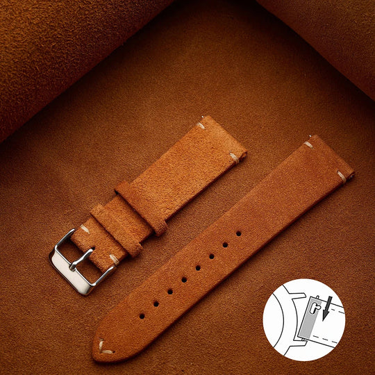 Quick Release Suede Leather Watch Band for Traditional Watches