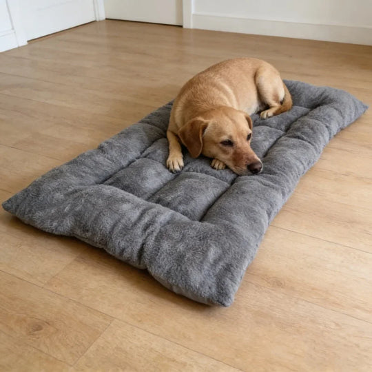 Extra Large Plush Dog Bed Mat for Dogs – Soft Quilted Gray