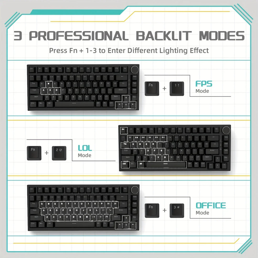 AJAZZ AK820 Wired 75% Hot-Swappable Mechanical Keyboard